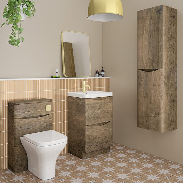 Monza Chestnut 500mm Wide Floor Standing Vanity Unit - Image 2