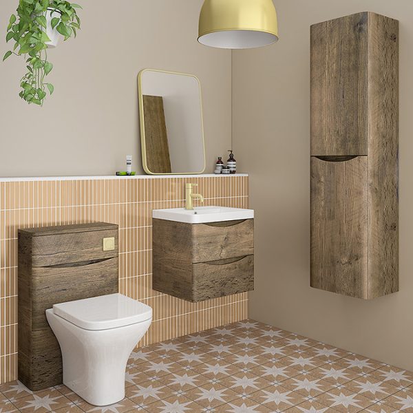 Monza Chestnut 500mm Wide Wall Mounted Vanity Unit - Image 2