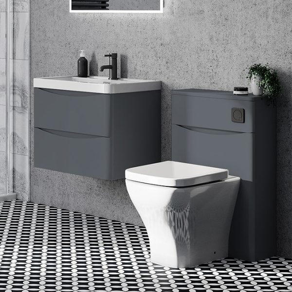 Monza Matt Grey 500mm Wide Wall Mounted Vanity Unit - Image 5
