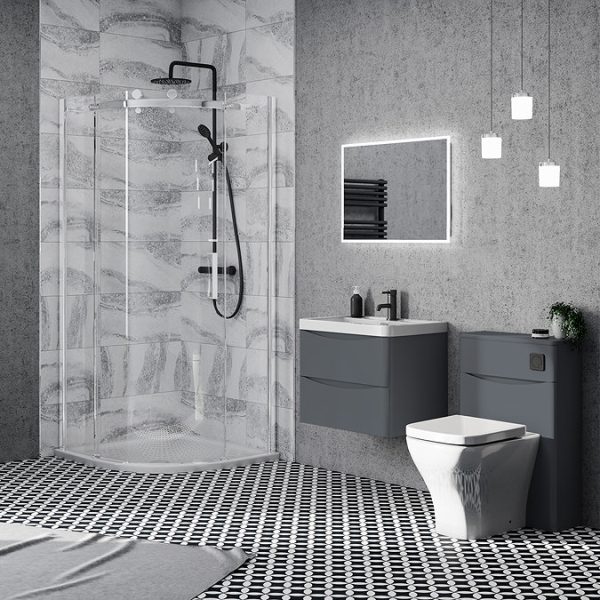 Monza Matt Grey 500mm Wide Wall Mounted Vanity Unit - Image 2