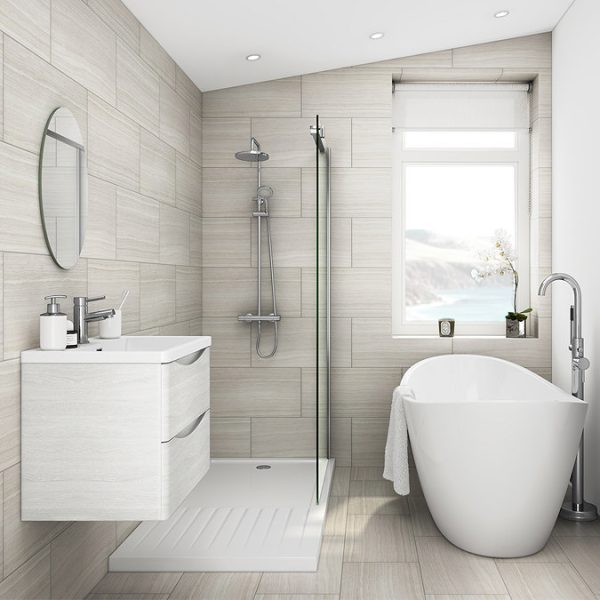 Monza White Ash 500mm Wide Wall Mounted Vanity Unit - Image 4