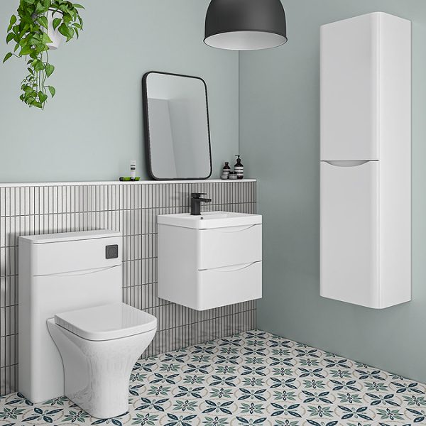 Monza Gloss White 500mm Wide Wall Mounted Vanity Unit - Image 4