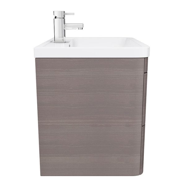 Monza 600mm Wall Hung 2 Drawer Vanity Unit (Stone Grey Woodgrain   Depth 450mm) - Image 6