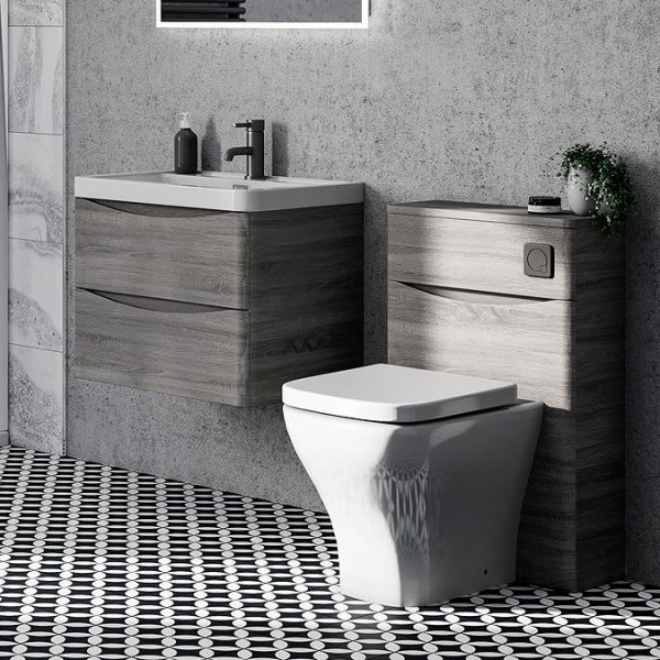 Monza Graphite Oak 600mm Wide Wall Mounted Vanity Unit - Image 4
