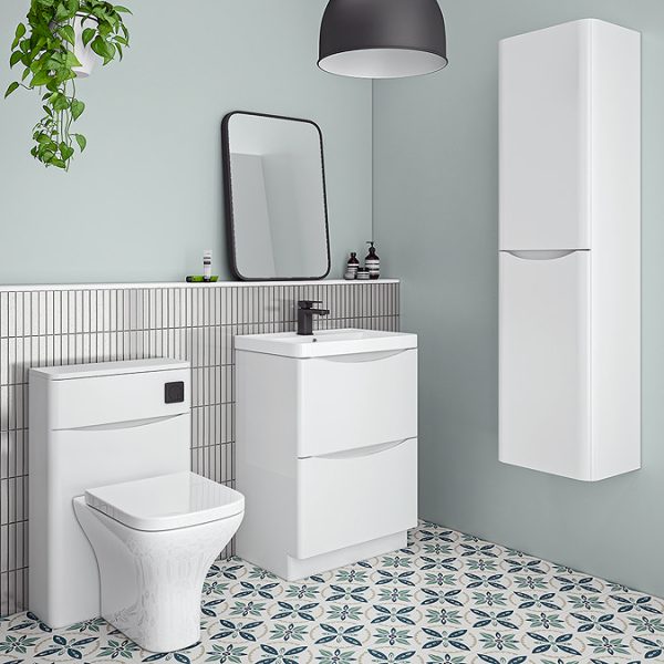 Monza Gloss White 600mm Wide Floor Standing Vanity Unit - Image 4