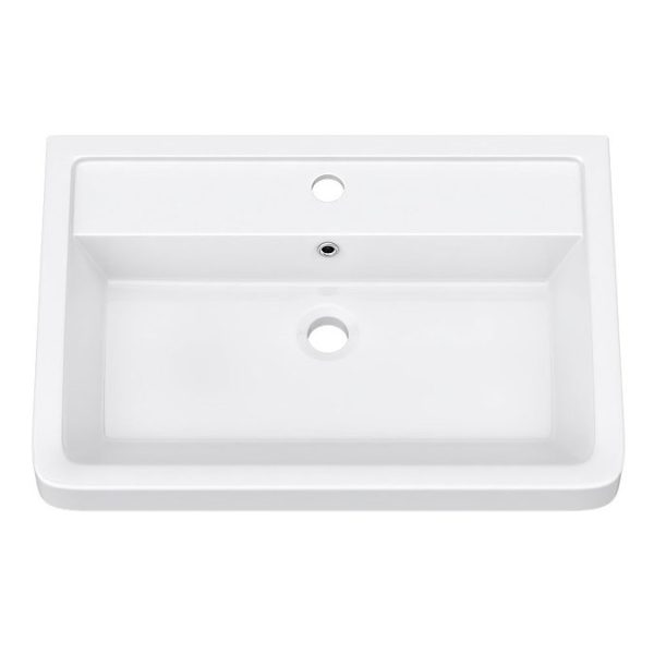 Monza Gloss White 600mm Wide Wall Mounted Vanity Unit - Image 4