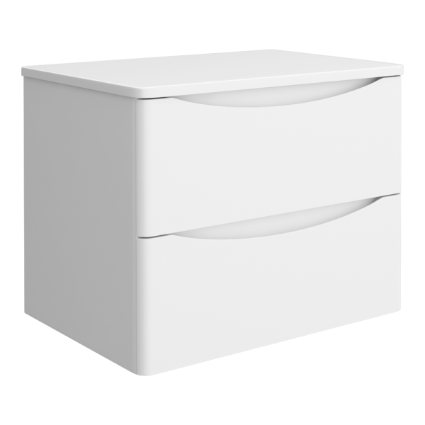 Monza Wall Hung Countertop Vanity Unit (600mm Wide   Gloss White)