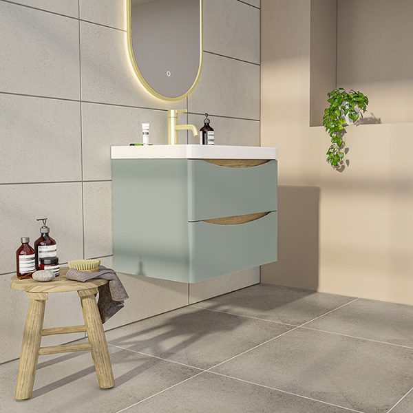Monza Sage Green 500mm Wide Wall Mounted Vanity Unit - Image 2