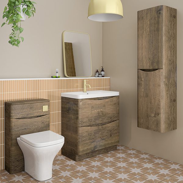 Monza Chestnut 750mm Wide Floor Standing Vanity Unit - Image 2