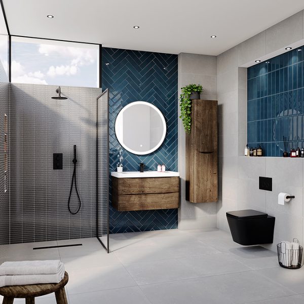 Arezzo Matt Black Round Thermostatic Shower Pack with Head + Handset - Image 5