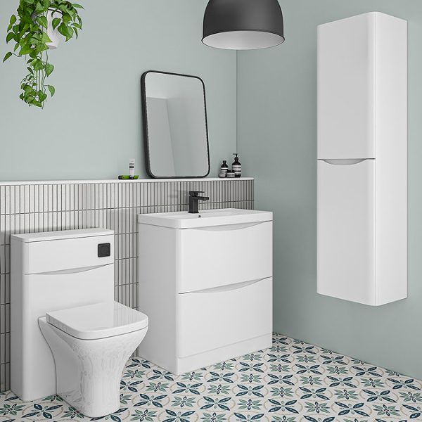 Monza Gloss White 750mm Wide Floor Standing Vanity Unit - Image 4