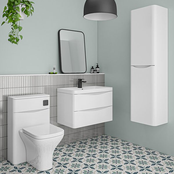 Monza Gloss White 750mm Wide Wall Mounted Vanity Unit - Image 6