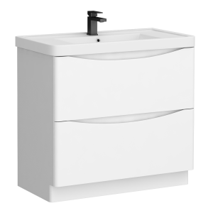 Monza Gloss White 900mm Wide Floor Standing Vanity Unit