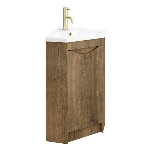 Monza Chestnut Corner Floor Standing Vanity Unit - Image 2