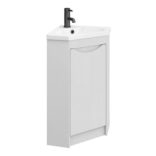 Monza White Ash Corner Floor Standing Vanity Unit - Image 2