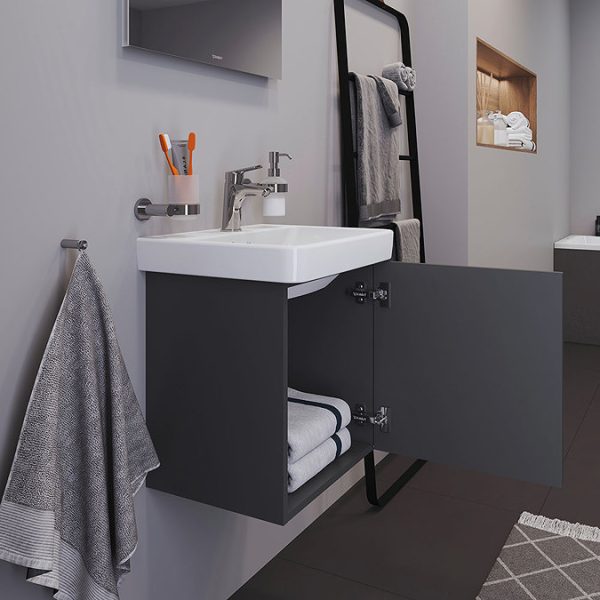 Duravit No.1 450mm Graphite Matt Wall Mounted Vanity Unit with Basin - Image 7