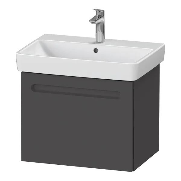 Duravit No.1 650mm Graphite Matt 1 Drawer Wall Mounted Vanity Unit with Basin (Trap Cut Out)