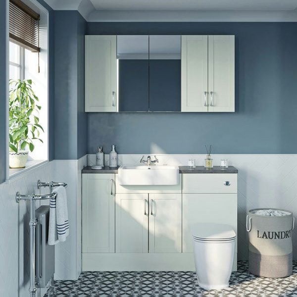Reeves Newbury 720 x 600mm White Mirror Cabinet - Image 3