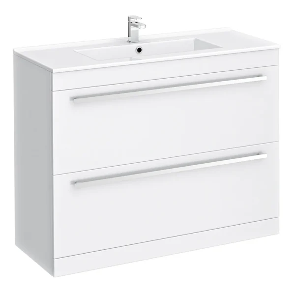 Nova 1000mm Vanity Sink With Cabinet   Modern High Gloss White