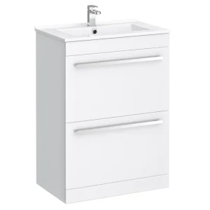 Nova 600mm Vanity Sink With Cabinet   Modern High Gloss White