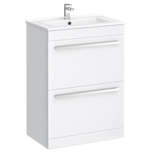 Nova 600mm Vanity Sink With Cabinet   Modern High Gloss White
