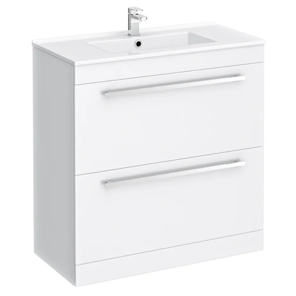 Nova 800mm Vanity Sink With Cabinet   Modern High Gloss White
