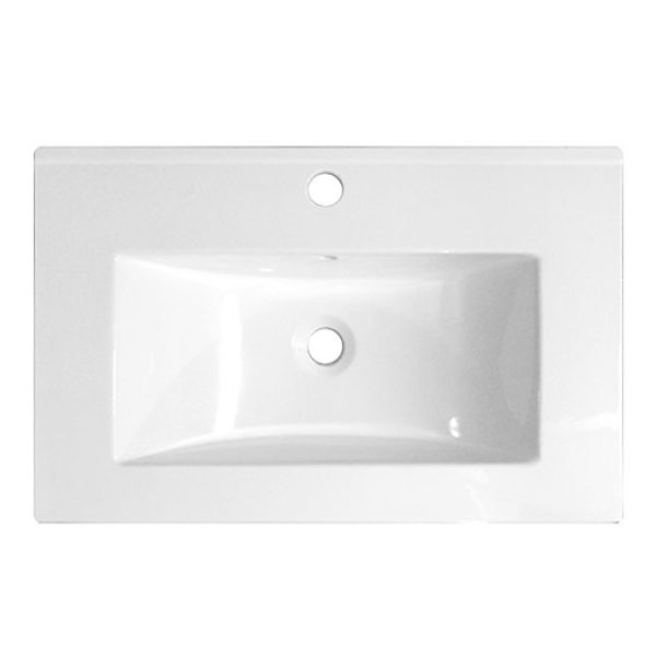 Nova 600mm Wall Hung Vanity Sink With Cabinet   Modern High Gloss White - Image 3