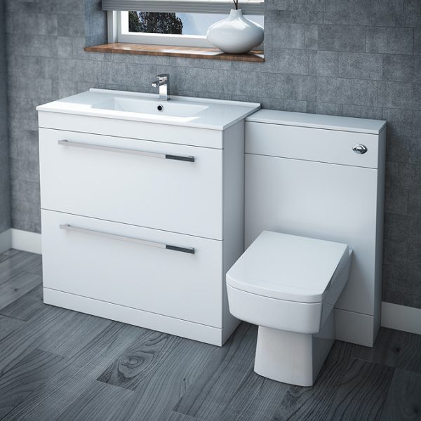 Nova 800mm Vanity Sink With Cabinet   Modern High Gloss White - Image 2
