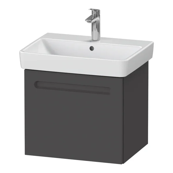 Duravit No.1 600mm Graphite Matt 1 Drawer Wall Mounted Vanity Unit with Basin (Trap Cut Out)