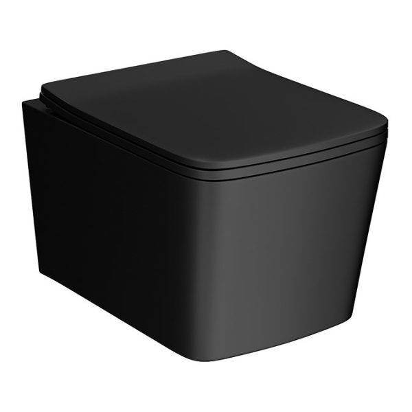 Arezzo Square Matt Black Wall Hung Toilet with Soft Close Seat - Image 3