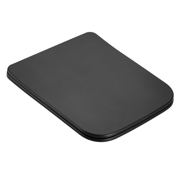 Arezzo Square Matt Black Wall Hung Toilet with Soft Close Seat - Image 2