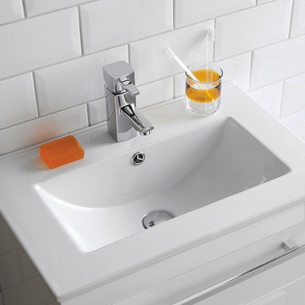 Nova 500mm Vanity Sink With Cabinet   Modern High Gloss White - Image 3