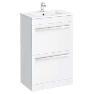 Nova 500mm Vanity Sink With Cabinet   Modern High Gloss White