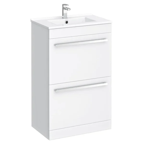 Nova 500mm Vanity Sink With Cabinet   Modern High Gloss White