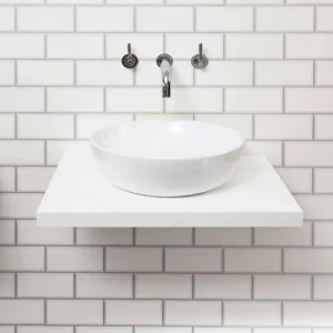 Nova Wall Hung Slimline Countertop Basin Shelf   Gloss White   600 x 450mm