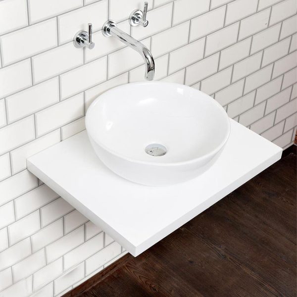 Nova Wall Hung Slimline Countertop Basin Shelf   Gloss White   600 x 450mm - Image 2