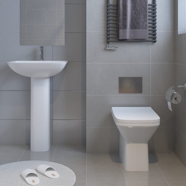 Nova Square Rimless Back to Wall Toilet Pan + Soft Close Seat - Image 5
