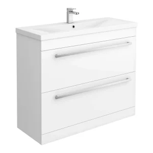 Nova 1000mm Mid Edge Basin High Gloss White Vanity Unit