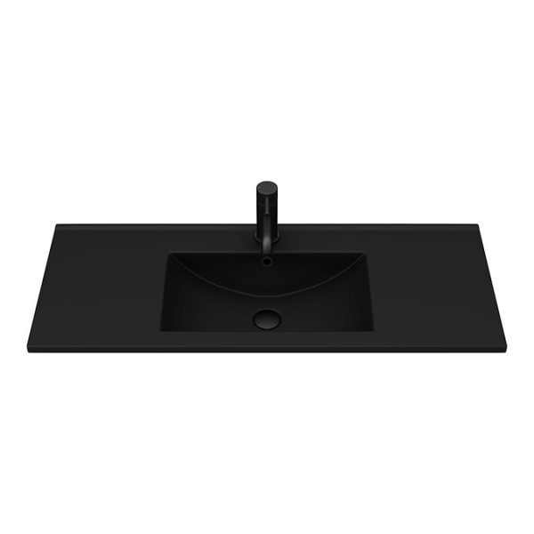 Nova 1000mm Wall Hung High Gloss White Vanity Unit with Matt Black Slimline Basin - Image 3