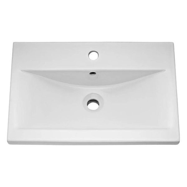 Nova 500mm Mid Edge Basin Wall Hung High Gloss White Vanity Unit - Image 2