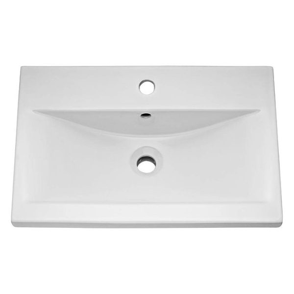 Nova 600mm Mid Edge Basin Wall Hung High Gloss White Vanity Unit - Image 2