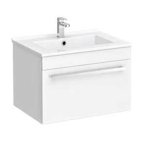Nova 500mm Wall Hung Vanity Sink With Cabinet   Modern High Gloss White