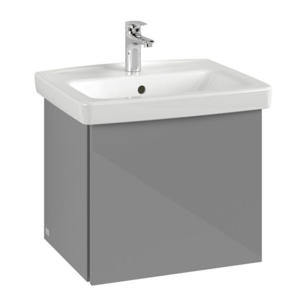Villeroy and Boch Newo Satin Grey 550mm Wall Hung 1 Drawer Vanity Unit