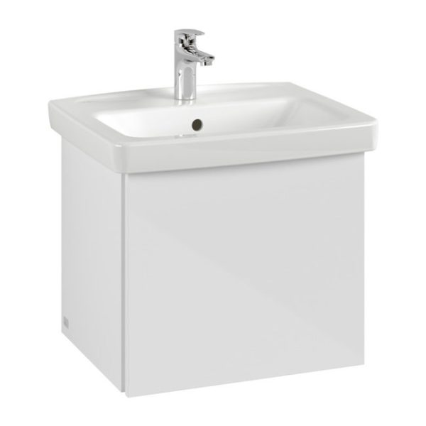 Villeroy and Boch Newo Satin White 550mm Wall Hung 1 Drawer Vanity Unit