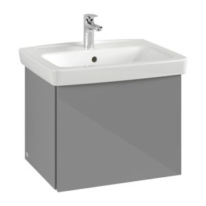 Villeroy and Boch Newo Satin Grey 600mm Wall Hung 1 Drawer Vanity Unit