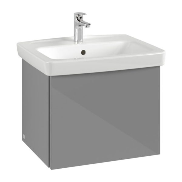 Villeroy and Boch Newo Satin Grey 600mm Wall Hung 1 Drawer Vanity Unit