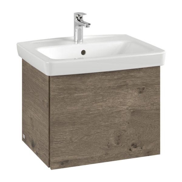 Villeroy and Boch Newo Nebraska Oak 600mm Wall Hung 1 Drawer Vanity Unit