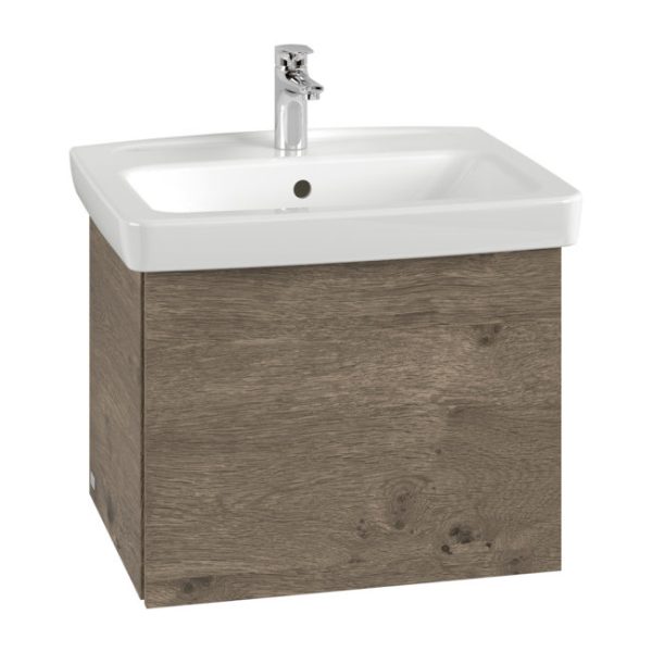 Villeroy and Boch Newo Nebraska Oak 600mm Wall Hung 1 Drawer Vanity Unit - Image 3