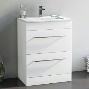 Orchard Derwent White 600mm Floor Standing Vanity Drawer Unit with Ceramic Basin