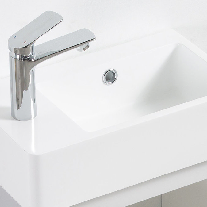 Odyssey White Wall Hung Cloakroom Vanity Unit 450mm Wide with Chrome Handle (Left Hand Option) - Image 3